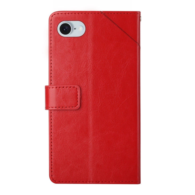 For iPhone SE 2024 HT01 Y-shaped Pattern Flip Leather Phone Case(Red) - free shipping - PMC TechLife - Order now!