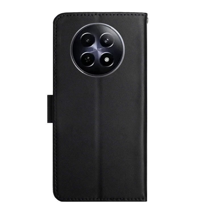 For Realme 12 5G Global Genuine Leather Fingerprint-proof Flip Phone Case(Black) - Realme Cases by PMC TechLife | Online Shopping South Africa | PMC TechLife | Buy Now Pay Later Mobicred