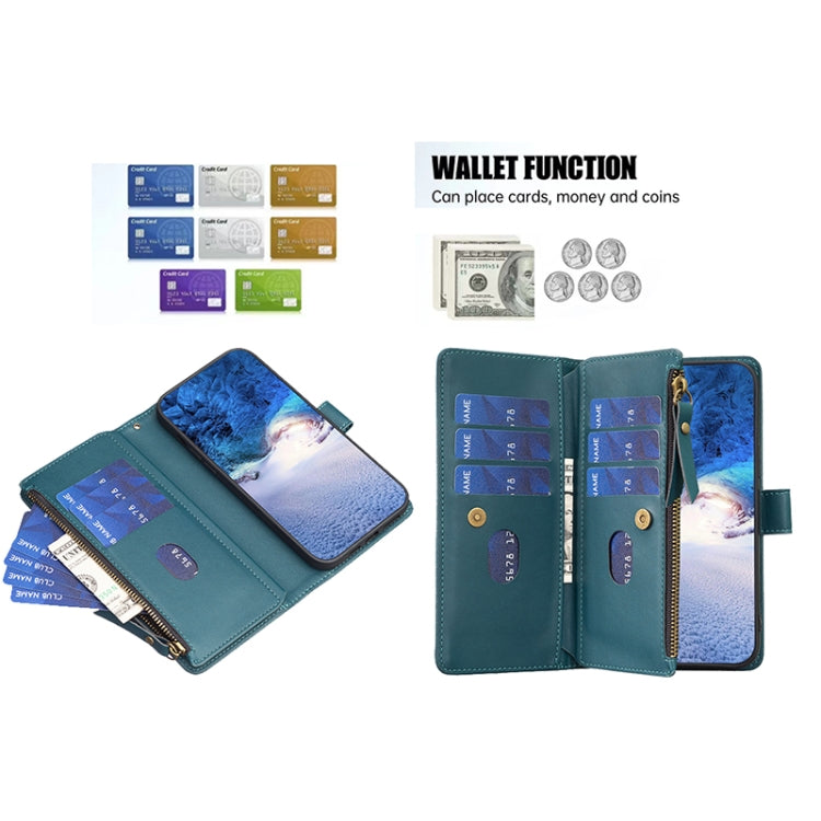 For vivo Y11 / Y15 / Y12 / Y17 9 Card Slots Zipper Wallet Leather Flip Phone Case(Green) - vivo Cases by PMC TechLife | Online Shopping South Africa | PMC TechLife | Buy Now Pay Later Mobicred