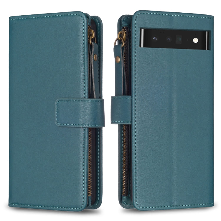 For Google Pixel 7 Pro 9 Card Slots Zipper Wallet Leather Flip Phone Case(Green) - Google Cases by PMC TechLife | Online Shopping South Africa | PMC TechLife | Buy Now Pay Later Mobicred