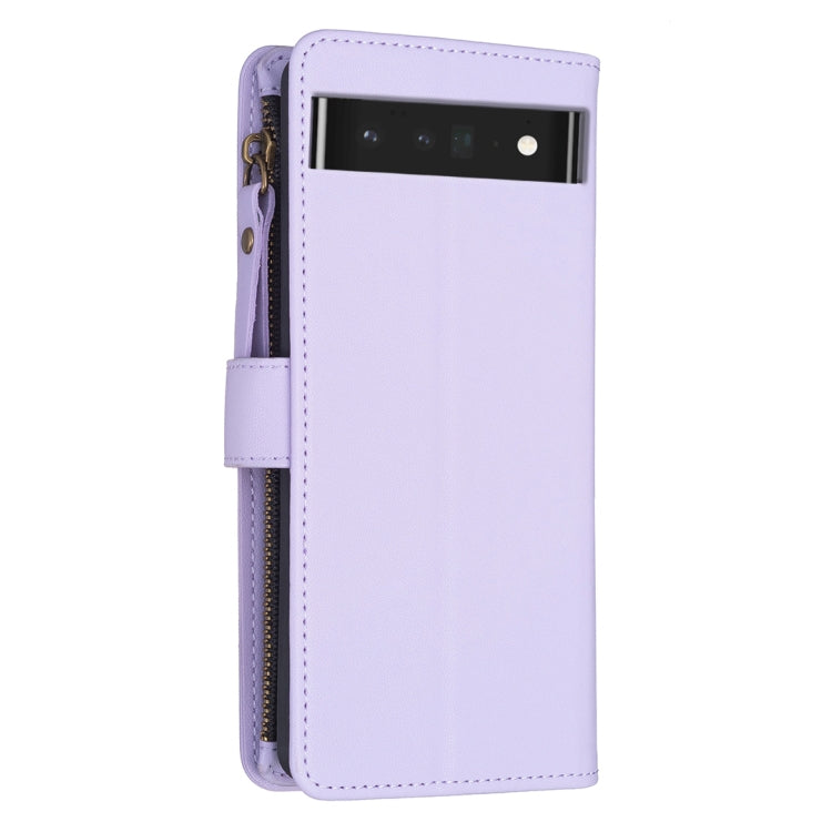 For Google Pixel 7 Pro 9 Card Slots Zipper Wallet Leather Flip Phone Case(Light Purple) - Google Cases by PMC TechLife | Online Shopping South Africa | PMC TechLife | Buy Now Pay Later Mobicred