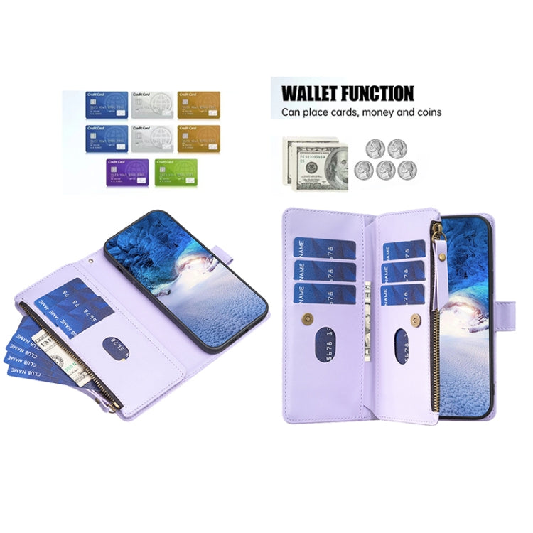 For Google Pixel 7 Pro 9 Card Slots Zipper Wallet Leather Flip Phone Case(Light Purple) - Google Cases by PMC TechLife | Online Shopping South Africa | PMC TechLife | Buy Now Pay Later Mobicred