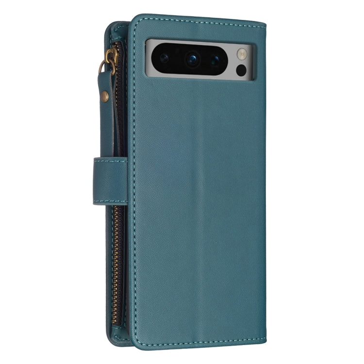 For Google Pixel 8 Pro 9 Card Slots Zipper Wallet Leather Flip Phone Case(Green) - Google Cases by PMC TechLife | Online Shopping South Africa | PMC TechLife | Buy Now Pay Later Mobicred