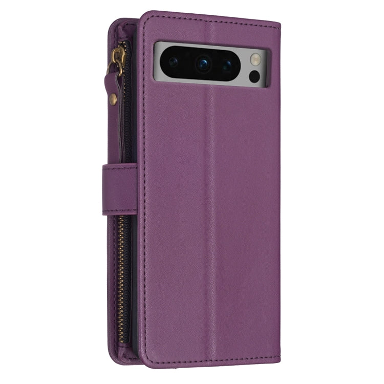 For Google Pixel 8 Pro 9 Card Slots Zipper Wallet Leather Flip Phone Case(Dark Purple) - Google Cases by PMC TechLife | Online Shopping South Africa | PMC TechLife | Buy Now Pay Later Mobicred