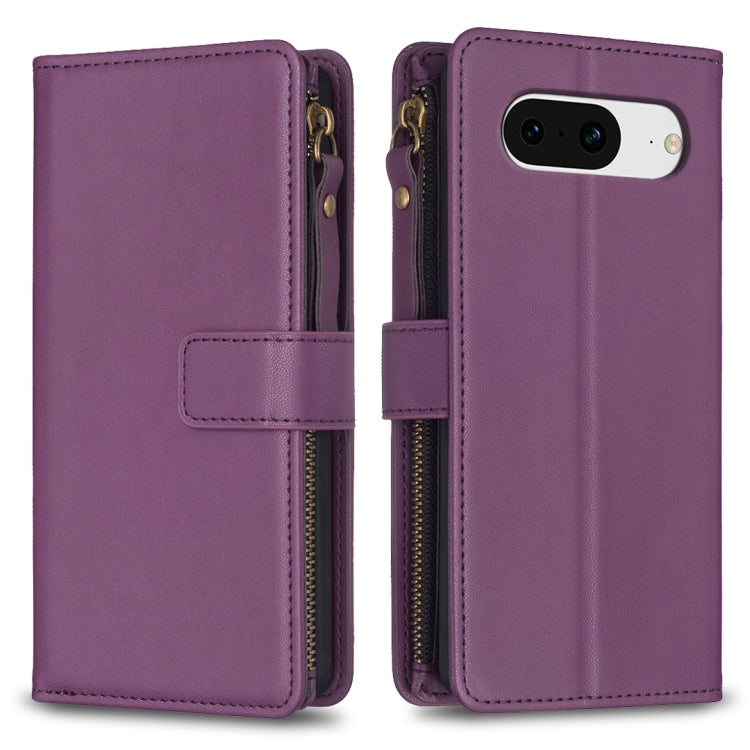 For Google Pixel 8 9 Card Slots Zipper Wallet Leather Flip Phone Case(Dark Purple) - Google Cases by PMC TechLife | Online Shopping South Africa | PMC TechLife | Buy Now Pay Later Mobicred