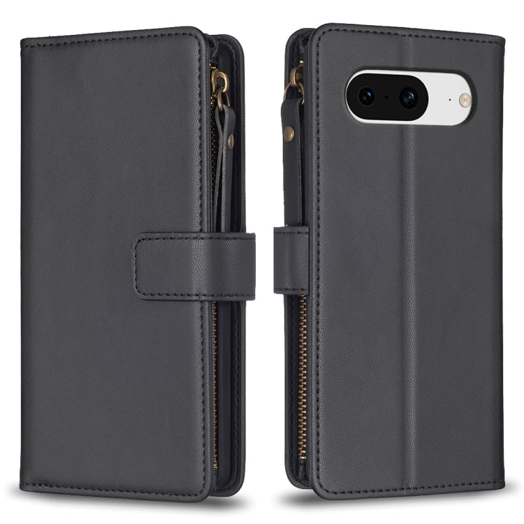 For Google Pixel 8 9 Card Slots Zipper Wallet Leather Flip Phone Case(Black) - Google Cases by PMC TechLife | Online Shopping South Africa | PMC TechLife | Buy Now Pay Later Mobicred
