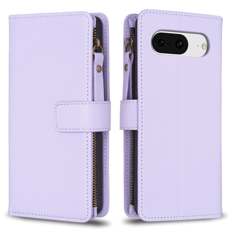 For Google Pixel 8 9 Card Slots Zipper Wallet Leather Flip Phone Case(Light Purple) - Google Cases by PMC TechLife | Online Shopping South Africa | PMC TechLife | Buy Now Pay Later Mobicred