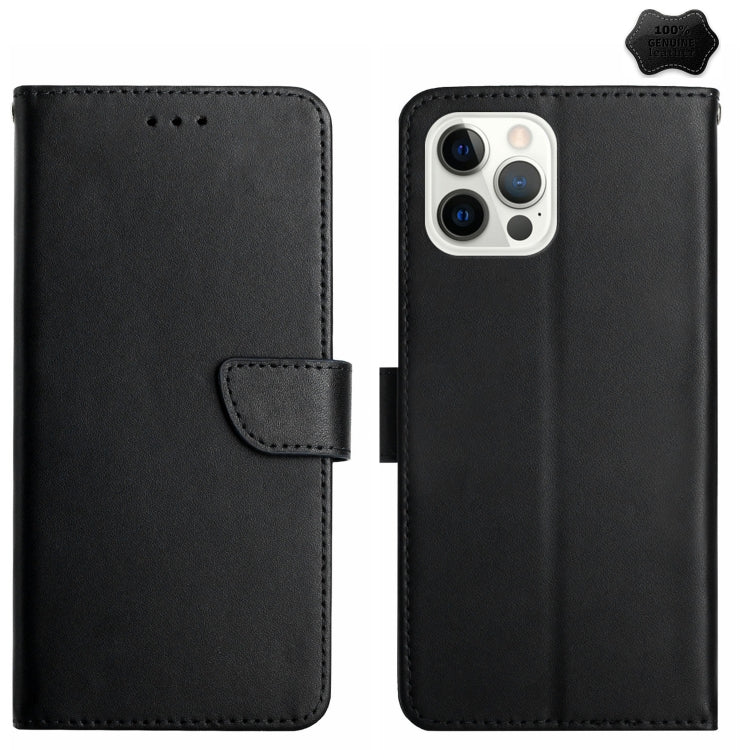 For iPhone 16 Pro Genuine Leather Fingerprint-proof Flip Phone Case(Black) - iPhone 16 Pro Cases by PMC TechLife | Online Shopping South Africa | PMC TechLife | Buy Now Pay Later Mobicred