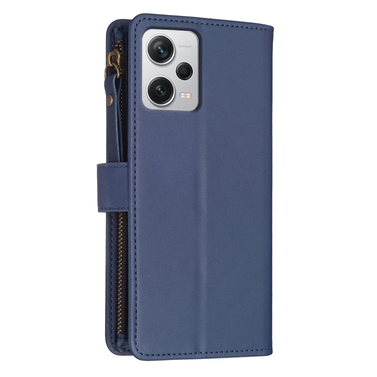 For Xiaomi Redmi Note 12 Pro+ 5G Global 9 Card Slots Zipper Wallet Leather Flip Phone Case(Blue) - Xiaomi Cases by PMC TechLife | Online Shopping South Africa | PMC TechLife | Buy Now Pay Later Mobicred