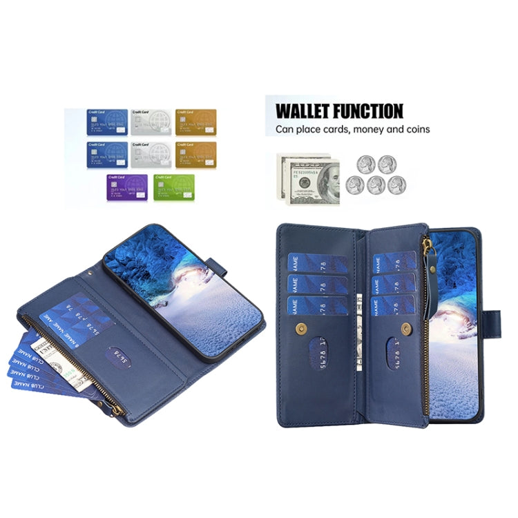 For Xiaomi 13 Lite 9 Card Slots Zipper Wallet Leather Flip Phone Case(Blue) - 13 Lite Cases by PMC TechLife | Online Shopping South Africa | PMC TechLife | Buy Now Pay Later Mobicred