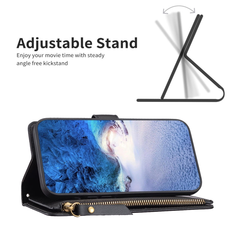 For Xiaomi Redmi 13C 9 Card Slots Zipper Wallet Leather Flip Phone Case(Black) - Xiaomi Cases by PMC TechLife | Online Shopping South Africa | PMC TechLife | Buy Now Pay Later Mobicred