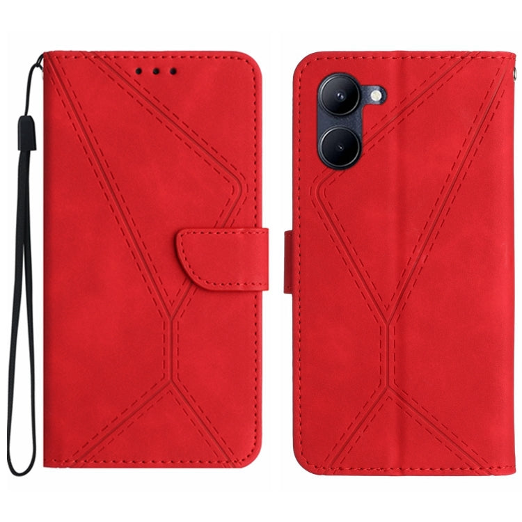 For vivo Y03 4G Stitching Embossed Leather Phone Case(Red) - vivo Cases by PMC TechLife | Online Shopping South Africa | PMC TechLife | Buy Now Pay Later Mobicred