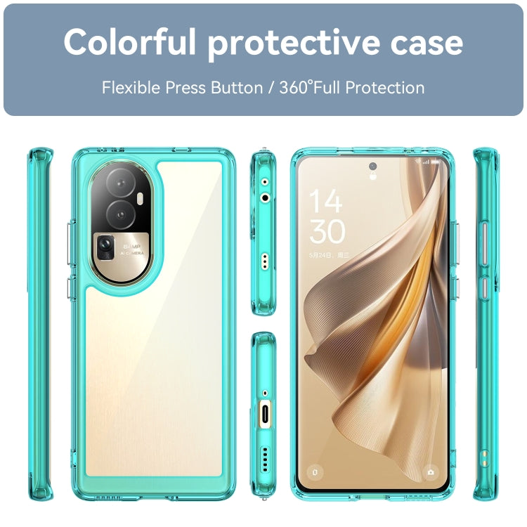 For OPPO Reno10 Pro+ Colorful Series Acrylic Hybrid TPU Phone Case(Transparent Blue) - OPPO Cases by PMC TechLife | Online Shopping South Africa | PMC TechLife