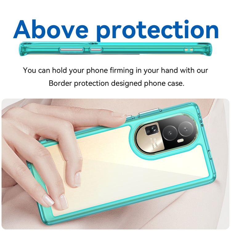 For OPPO Reno10 Pro+ Colorful Series Acrylic Hybrid TPU Phone Case(Transparent Blue) - OPPO Cases by PMC TechLife | Online Shopping South Africa | PMC TechLife
