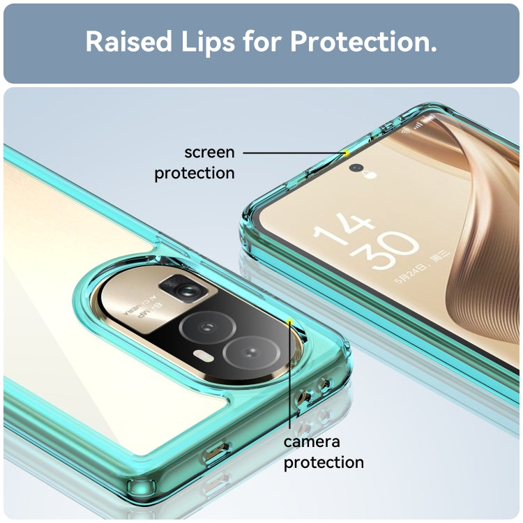 For OPPO Reno10 Pro+ Colorful Series Acrylic Hybrid TPU Phone Case(Transparent Blue) - OPPO Cases by PMC TechLife | Online Shopping South Africa | PMC TechLife