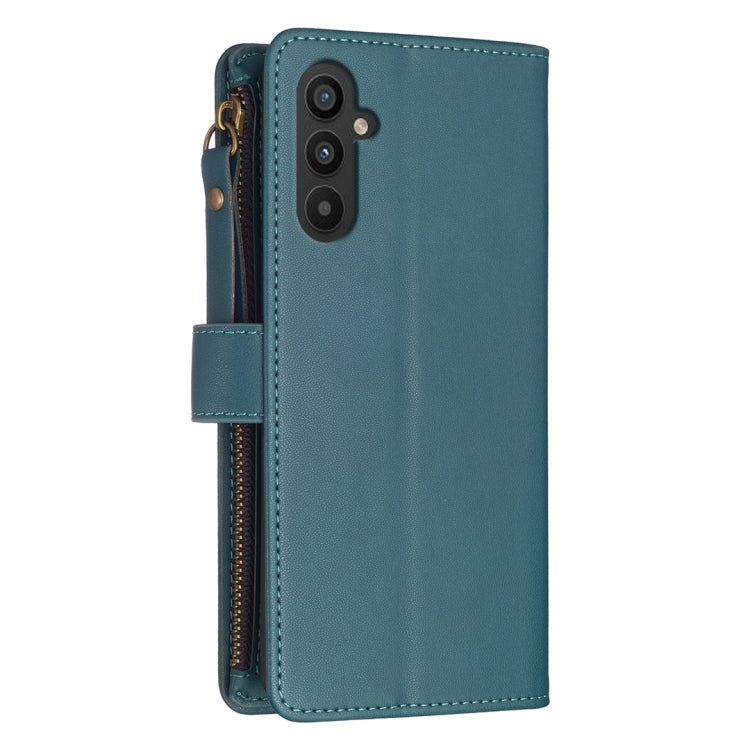 For Samsung Galaxy A25 5G 9 Card Slots Zipper Wallet Leather Flip Phone Case(Green) - Galaxy Phone Cases by PMC TechLife | Online Shopping South Africa | PMC TechLife