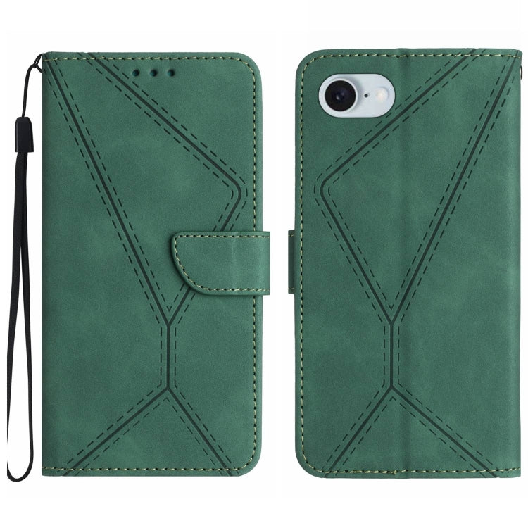 For iPhone 16e Stitching Embossed Leather Phone Case(Green) - iPhone 16e Cases by PMC TechLife | Online Shopping South Africa | PMC TechLife | Buy Now Pay Later Mobicred