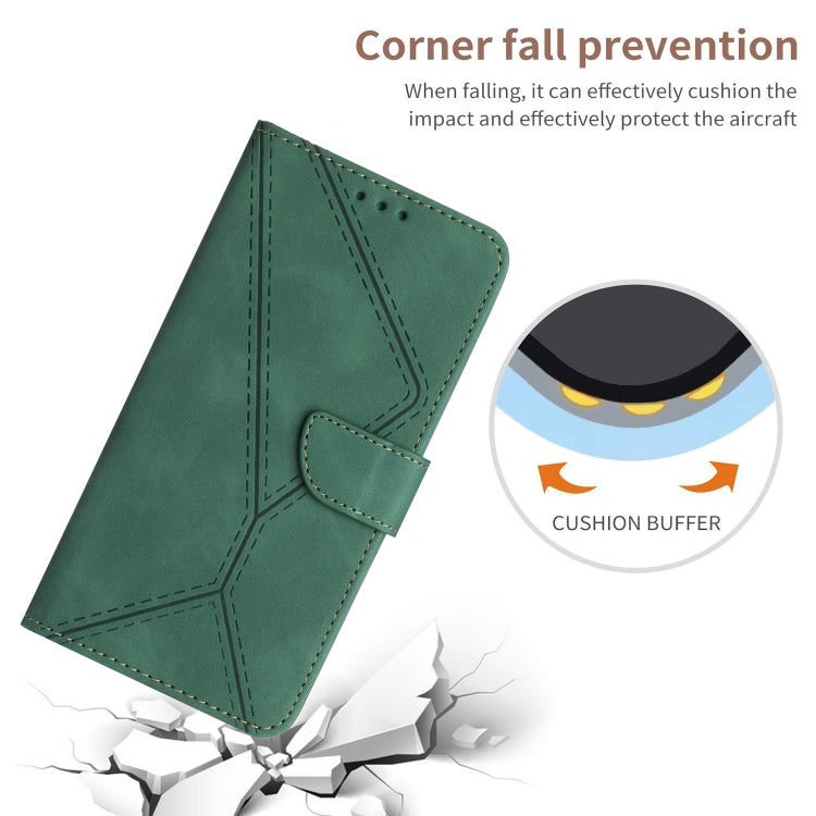 For iPhone 16e Stitching Embossed Leather Phone Case(Green) - iPhone 16e Cases by PMC TechLife | Online Shopping South Africa | PMC TechLife | Buy Now Pay Later Mobicred