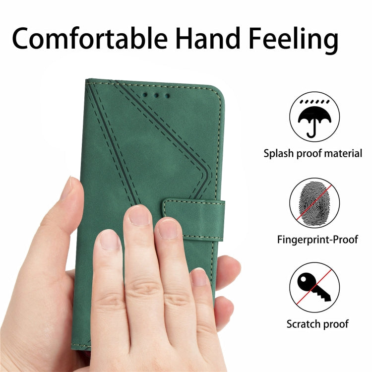 For iPhone 16e Stitching Embossed Leather Phone Case(Green) - iPhone 16e Cases by PMC TechLife | Online Shopping South Africa | PMC TechLife | Buy Now Pay Later Mobicred