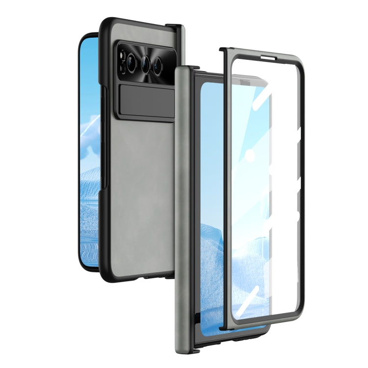For Google Pixel Fold Integrated Napa Texture All-inclusive Phone Case with Hinge(White) - Google Cases by PMC TechLife | Online Shopping South Africa | PMC TechLife | Buy Now Pay Later Mobicred