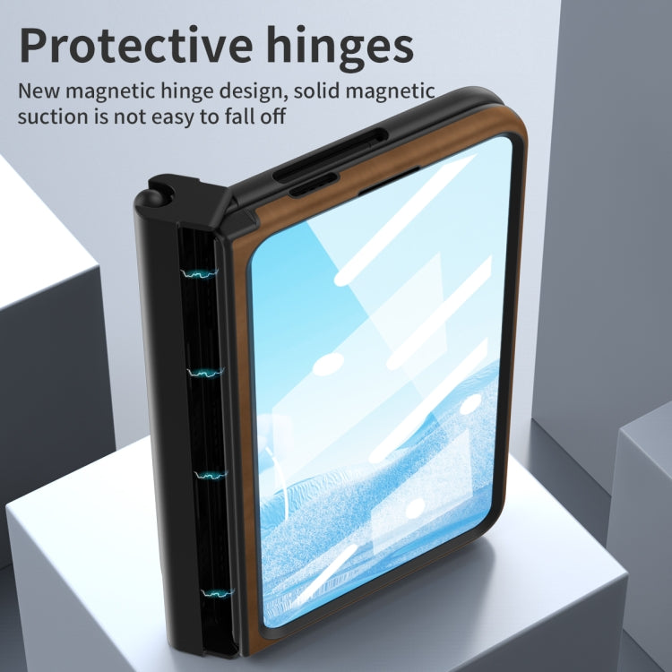 For Google Pixel Fold Integrated Napa Texture All-inclusive Phone Case with Pen Slot(Brown) - Google Cases by PMC TechLife | Online Shopping South Africa | PMC TechLife | Buy Now Pay Later Mobicred