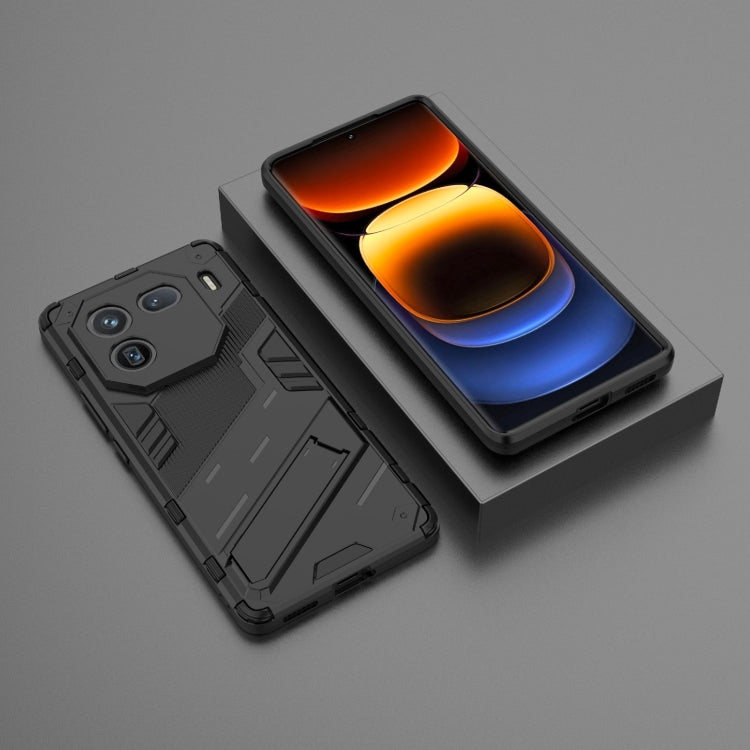 For vivo iQOO 12 Pro 5G Punk Armor 2 in 1 PC + TPU Phone Case with Holder(Black) - free shipping - PMC TechLife - Order now!