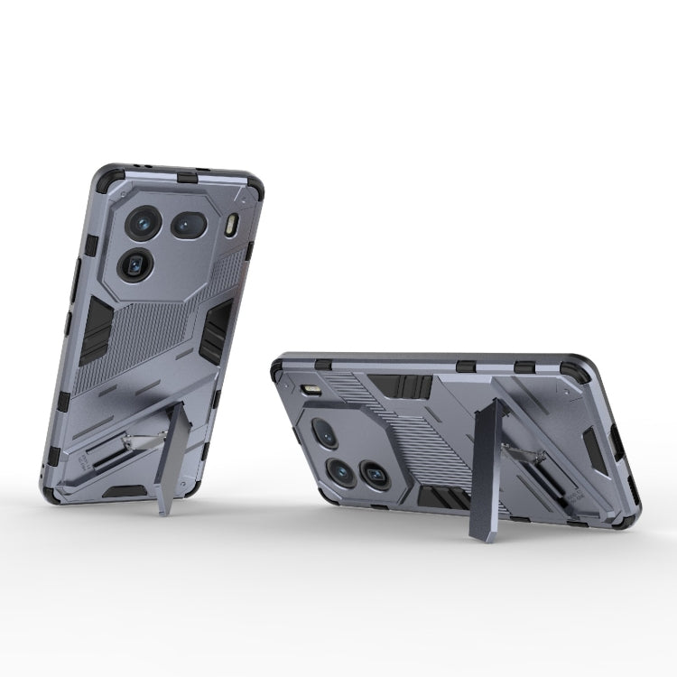 For vivo iQOO 12 5G Punk Armor 2 in 1 PC + TPU Phone Case with Holder(Grey) - iQOO 12 Cases by PMC TechLife | Online Shopping South Africa | PMC TechLife