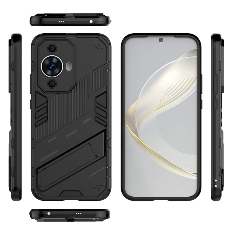 For Huawei nova 11 4G Punk Armor 2 in 1 PC + TPU Phone Case with Holder(Black) - Huawei Cases by PMC TechLife | Online Shopping South Africa | PMC TechLife | Buy Now Pay Later Mobicred