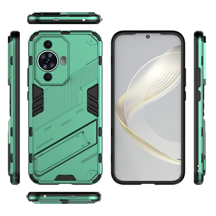 For Huawei nova 11 4G Punk Armor 2 in 1 PC + TPU Phone Case with Holder(Green) - Huawei Cases by PMC TechLife | Online Shopping South Africa | PMC TechLife | Buy Now Pay Later Mobicred