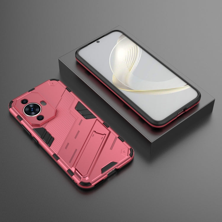 For Huawei nova 11 4G Punk Armor 2 in 1 PC + TPU Phone Case with Holder(Light Red) - Huawei Cases by PMC TechLife | Online Shopping South Africa | PMC TechLife | Buy Now Pay Later Mobicred