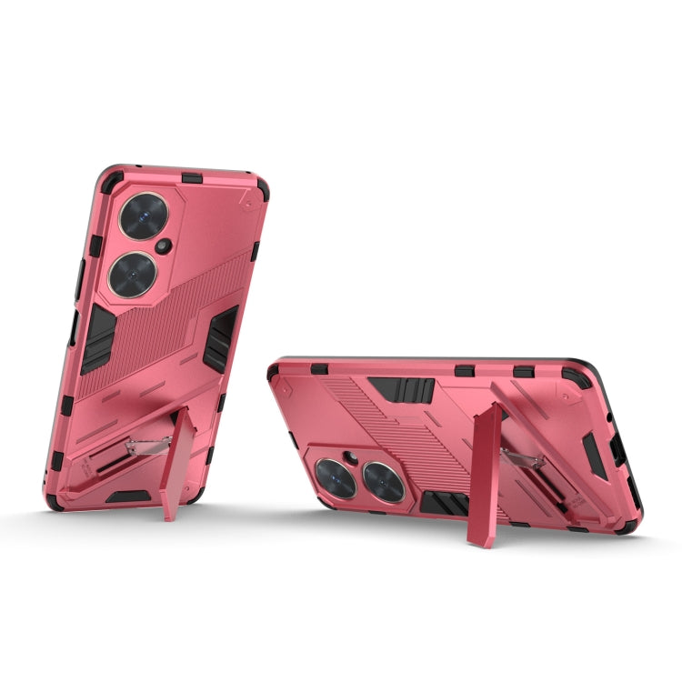 For Huawei nova 11i 4G Punk Armor 2 in 1 PC + TPU Phone Case with Holder(Light Red) - free shipping - PMC TechLife - Order now!