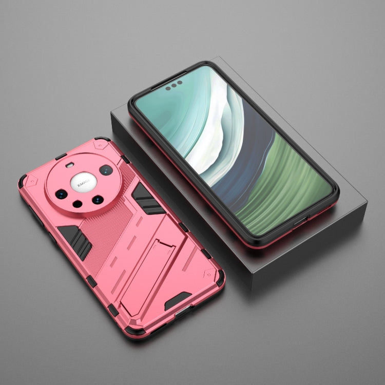 For Huawei Mate 60 Pro Punk Armor 2 in 1 PC + TPU Phone Case with Holder(Light Red) - Huawei Cases by PMC TechLife | Online Shopping South Africa | PMC TechLife | Buy Now Pay Later Mobicred