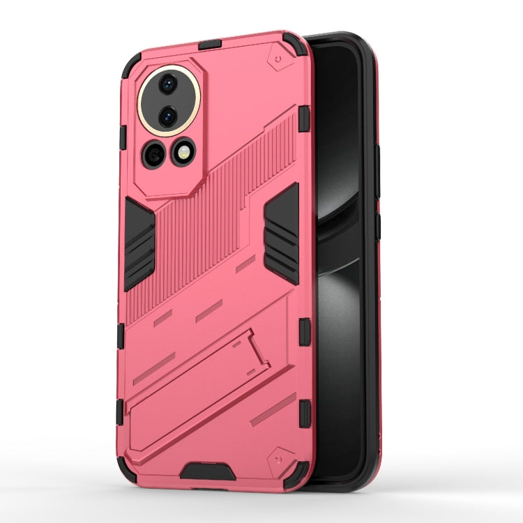 For Huawei nova 12 5G Punk Armor 2 in 1 PC + TPU Phone Case with Holder(Light Red) - Huawei Cases by PMC TechLife | Online Shopping South Africa | PMC TechLife | Buy Now Pay Later Mobicred