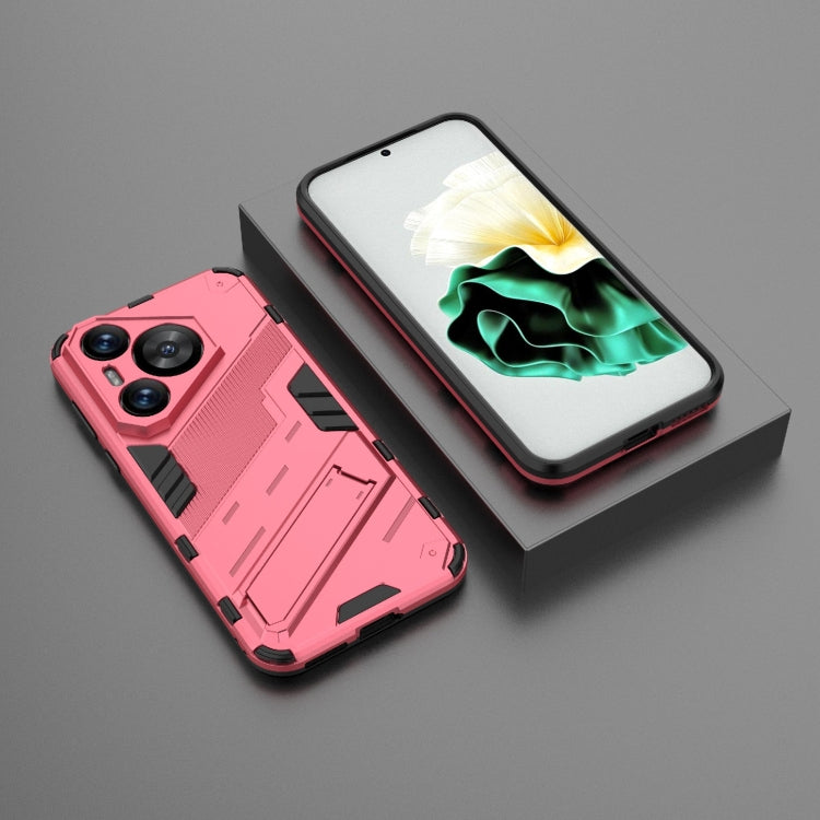 For Huawei Pura 70 Punk Armor 2 in 1 PC + TPU Phone Case with Holder(Light Red) - Huawei Cases by PMC TechLife | Online Shopping South Africa | PMC TechLife | Buy Now Pay Later Mobicred