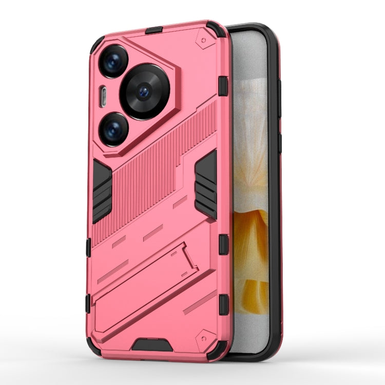 For Huawei Pura 70 Pro / 70 Pro+ Punk Armor 2 in 1 PC + TPU Phone Case with Holder(Light Red) - Huawei Cases by PMC TechLife | Online Shopping South Africa | PMC TechLife | Buy Now Pay Later Mobicred