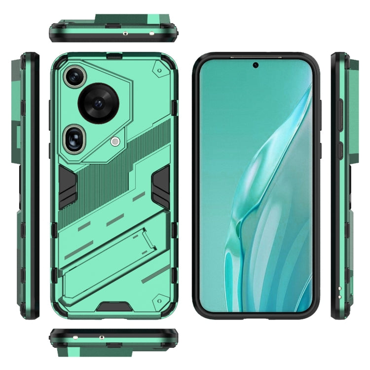 For Huawei Pura 70 Ultra Punk Armor 2 in 1 PC + TPU Phone Case with Holder(Green) - Huawei Cases by PMC TechLife | Online Shopping South Africa | PMC TechLife | Buy Now Pay Later Mobicred