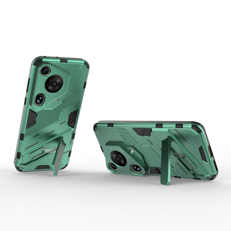 For Huawei Pura 70 Ultra Punk Armor 2 in 1 PC + TPU Phone Case with Holder(Green) - Huawei Cases by PMC TechLife | Online Shopping South Africa | PMC TechLife | Buy Now Pay Later Mobicred