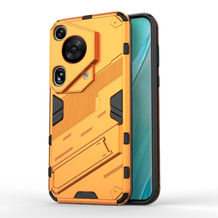 For Huawei Pura 70 Ultra Punk Armor 2 in 1 PC + TPU Phone Case with Holder(Orange) - Huawei Cases by PMC TechLife | Online Shopping South Africa | PMC TechLife | Buy Now Pay Later Mobicred