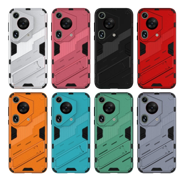 For Huawei Pura 70 Ultra Punk Armor 2 in 1 PC + TPU Phone Case with Holder(Orange) - Huawei Cases by PMC TechLife | Online Shopping South Africa | PMC TechLife | Buy Now Pay Later Mobicred