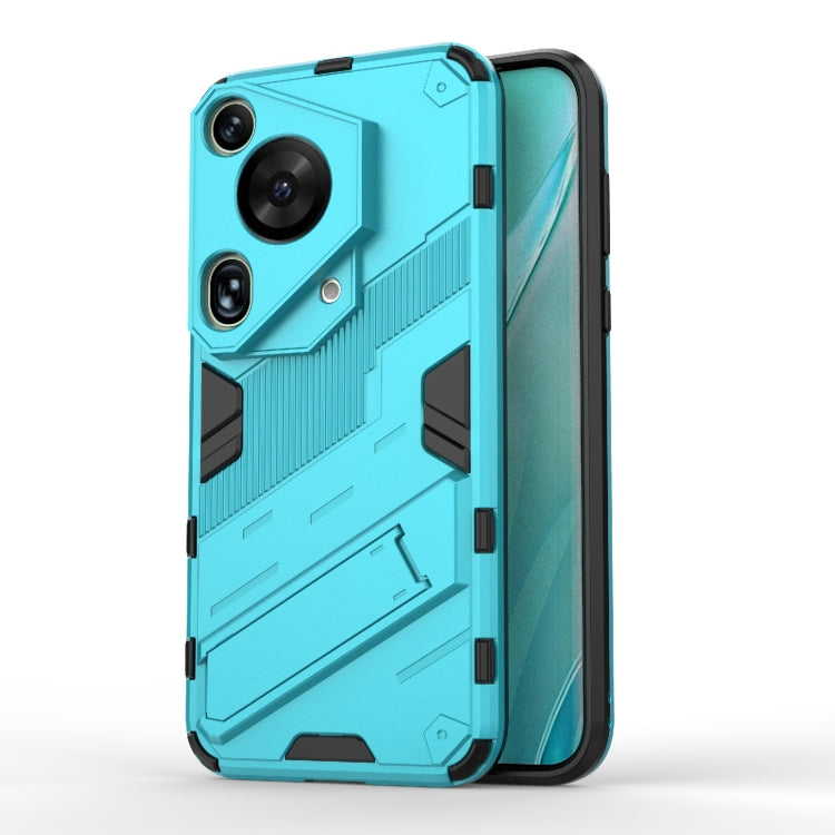 For Huawei Pura 70 Ultra Punk Armor 2 in 1 PC + TPU Phone Case with Holder(Blue) - Huawei Cases by PMC TechLife | Online Shopping South Africa | PMC TechLife | Buy Now Pay Later Mobicred