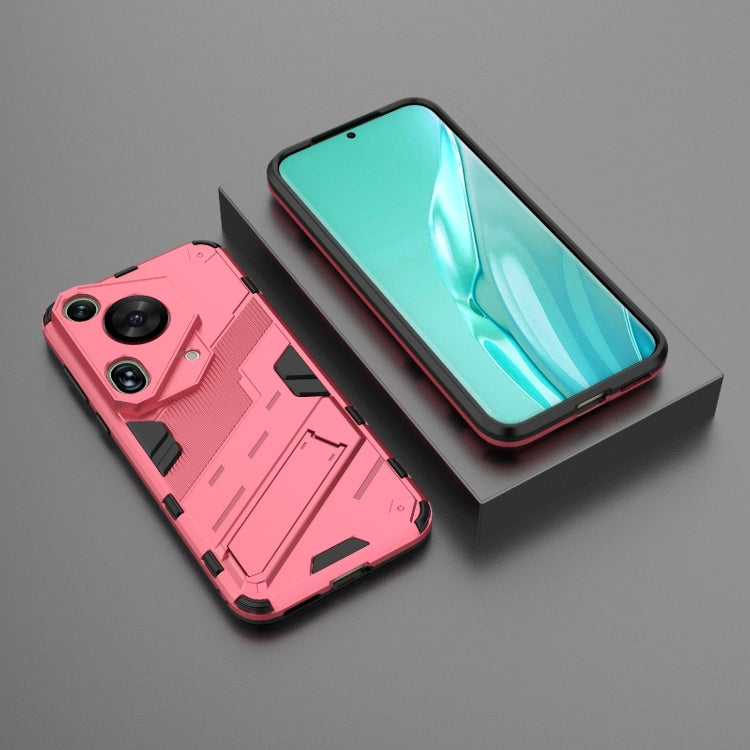 For Huawei Pura 70 Ultra Punk Armor 2 in 1 PC + TPU Phone Case with Holder(Light Red) - Huawei Cases by PMC TechLife | Online Shopping South Africa | PMC TechLife | Buy Now Pay Later Mobicred