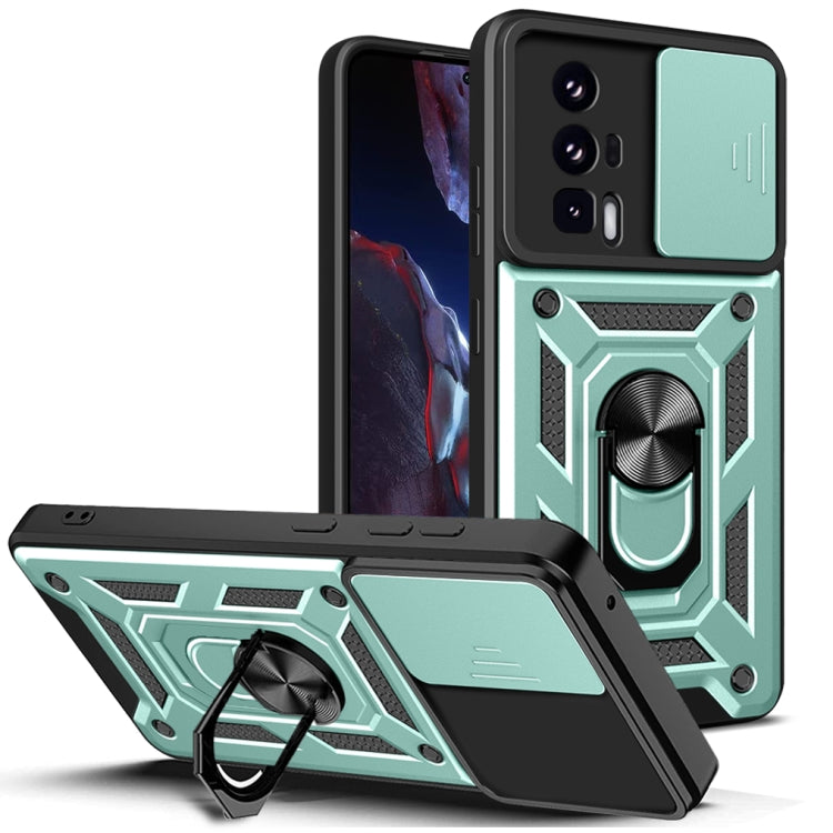 For Xiaomi Poco F5 Pro Sliding Camera Cover Design TPU Hybrid PC Phone Case(Mint Green) - Xiaomi Cases by PMC TechLife | Online Shopping South Africa | PMC TechLife | Buy Now Pay Later Mobicred
