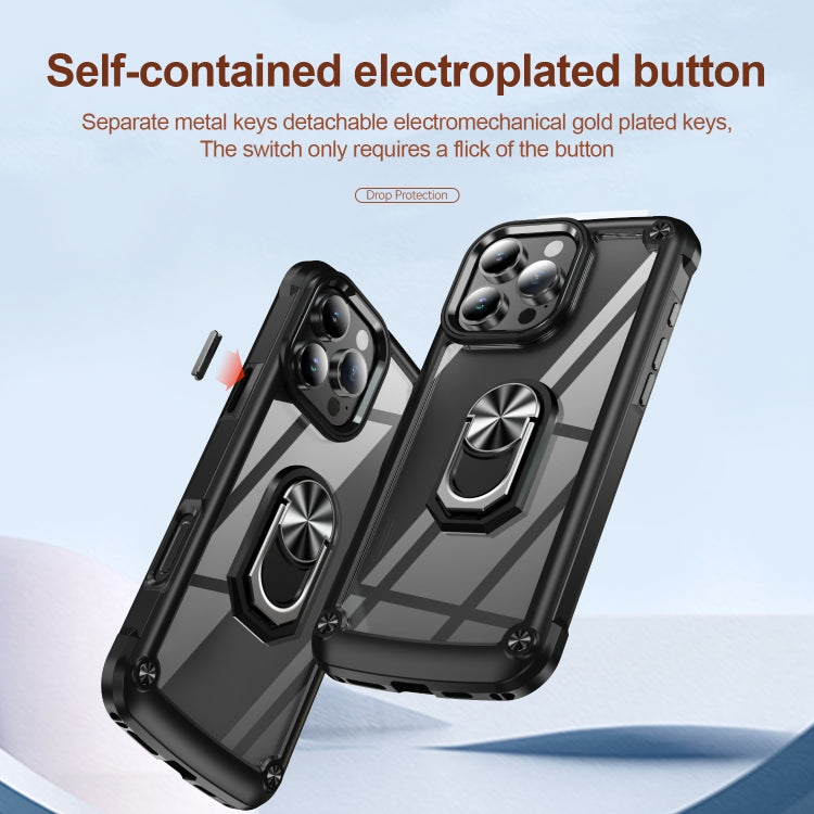 For iPhone 16 Pro Max TPU + PC Lens Protection Phone Case with Ring Holder(Black) - iPhone 16 Pro Max Cases by PMC TechLife | Online Shopping South Africa | PMC TechLife | Buy Now Pay Later Mobicred