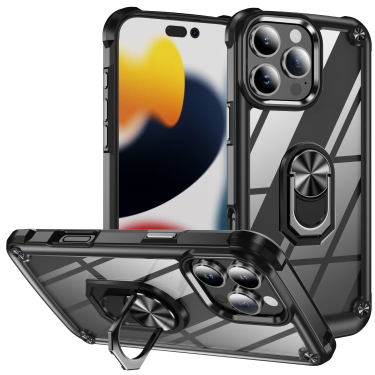 For iPhone 16 Pro TPU + PC Lens Protection Phone Case with Ring Holder(Black) - iPhone 16 Pro Cases by PMC TechLife | Online Shopping South Africa | PMC TechLife | Buy Now Pay Later Mobicred