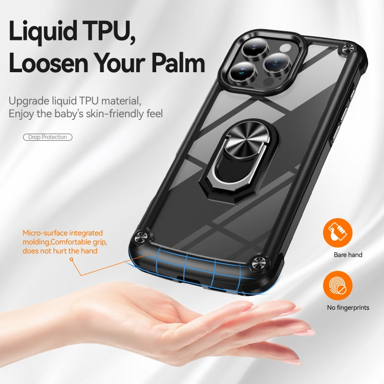 For iPhone 16 Pro TPU + PC Lens Protection Phone Case with Ring Holder(Black) - iPhone 16 Pro Cases by PMC TechLife | Online Shopping South Africa | PMC TechLife | Buy Now Pay Later Mobicred