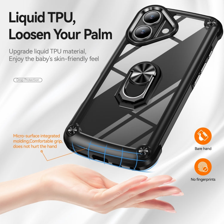 For iPhone 16 Plus TPU + PC Lens Protection Phone Case with Ring Holder(Black) - free shipping - PMC TechLife - Order now!