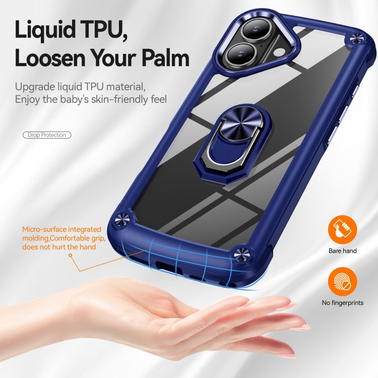 For iPhone 16 TPU + PC Lens Protection Phone Case with Ring Holder(Blue) - iPhone 16 Cases by PMC TechLife | Online Shopping South Africa | PMC TechLife | Buy Now Pay Later Mobicred