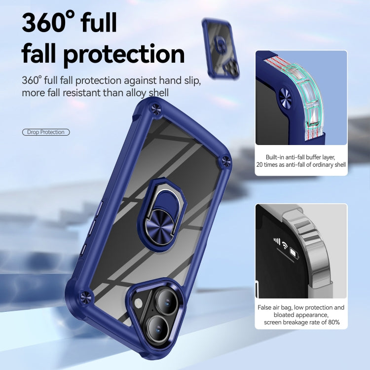 For iPhone 16 TPU + PC Lens Protection Phone Case with Ring Holder(Blue) - iPhone 16 Cases by PMC TechLife | Online Shopping South Africa | PMC TechLife | Buy Now Pay Later Mobicred