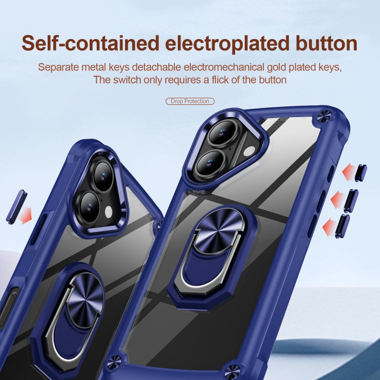 For iPhone 16 TPU + PC Lens Protection Phone Case with Ring Holder(Blue) - iPhone 16 Cases by PMC TechLife | Online Shopping South Africa | PMC TechLife | Buy Now Pay Later Mobicred