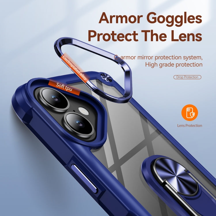 For iPhone 16 TPU + PC Lens Protection Phone Case with Ring Holder(Blue) - iPhone 16 Cases by PMC TechLife | Online Shopping South Africa | PMC TechLife | Buy Now Pay Later Mobicred
